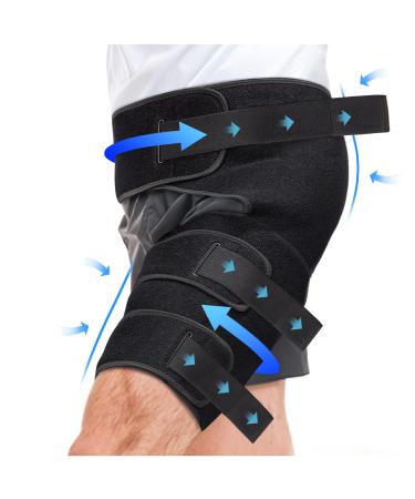 Adjustable Hip & Thigh Brace for Sciatica Pain Relief - Groin & Hamstring Medical Compression Sleeve Stabilizer for Men and Women Buttock Support Wrap with Six Nylon Buckle Pressure Strips Left
