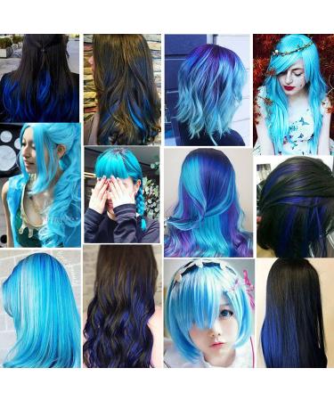 Bright Blue Clip-In Hair Extensions - Colorful Synthetic Wig Pieces for Women & Girls - Multicolored Party Highlights - Buy Online on GoSupps.com