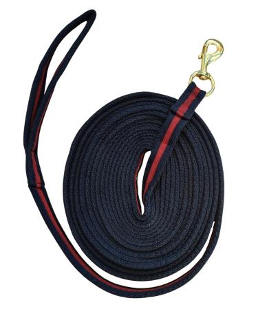 Hunters Saddlery Soft Padded Lunge Line Lead Rein for Horses 27 feet 8.25m Lunging Rope Navy/Wine