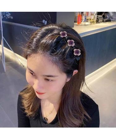 Sparkling Crystal Stone Braided Hair Clips Set - 2022 New Women's Satin Fabric Bands with Rhinestone Clover Detail (Pack of 4) - Buy Online on GoSupps.com