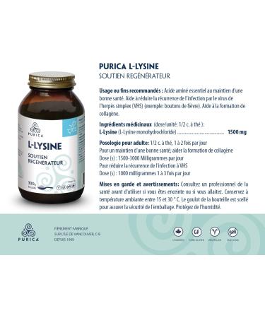 PURICA L-Lysine Powder - 300g - Premium Lysine Supplement for Daily Nutrition Enhancement Supports Energy Production Ideal for Cold Sore Management Pure Lysine Amino Acid for Wellness & Vitality - Buy Online on GoSupps.com