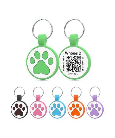 Whoseid QR Code Cat brand changeable pet online profile page several emergency contact quiet silicone cat brand light no ringing QR Cat Id Tag (small breeds-2.5 cm green) Small Breeds-1 "Green