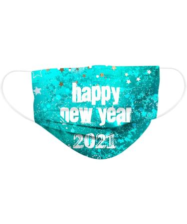 2021 Happy New Years Print Adult Disposable Christmas Facemask 3Ply Breathable Cloth Face_Masks 10PCS - Fits Men and Women Green-10pc - Buy Online on GoSupps.com