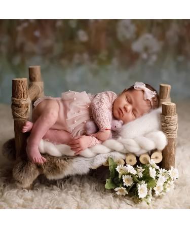 Pink Lace Newborn Photography Romper + Pearl Props | Baby Girl Photo Outfit (0-2 months) - Buy Online on GoSupps.com