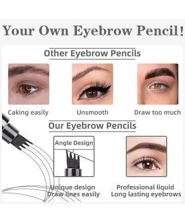 NewBang Eyebrow Pencil Set - Waterproof Microblading Pen for Natural, Longlasting Eyebrows - Dark Brown - Buy Online on GoSupps.com