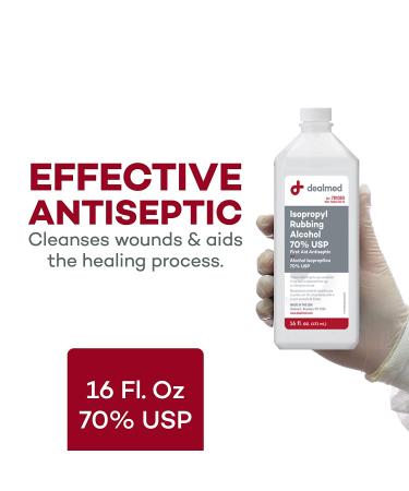 Dealmed Isopropyl Rubbing Alcohol 70% USP 16 fl. oz - First Aid Antiseptic (1 Pack) - Buy Online on GoSupps.com