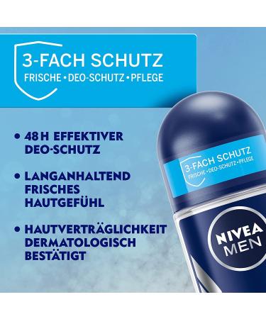 Nivea Men Dry Active Roll-On Deodorant - Fresh - 50ml - Buy Online on GoSupps.com