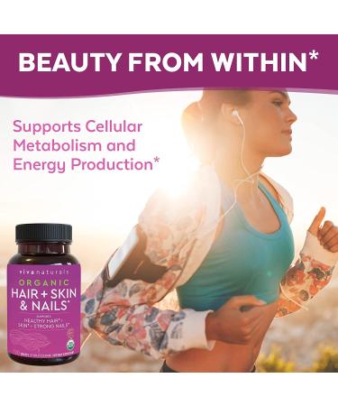 Viva Naturals Organic Hair Skin Nails Vitamins - Biotin 120 Tablets for Women - Buy Online on GoSupps.com