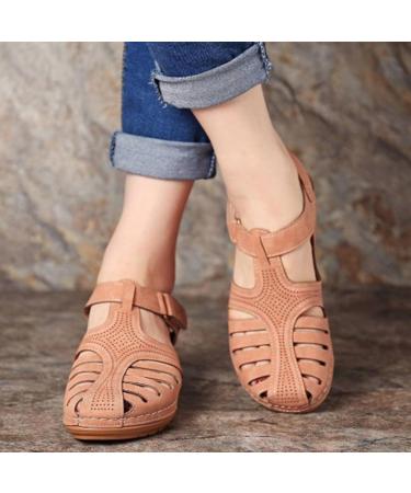 Buy XTZYGLFD Black Sandals for Women Vintage Thick Sole Soft Closed Toe Anti-Slip Hollow Summer Boots in Pink (UK 4) - Buy Online on GoSupps.com