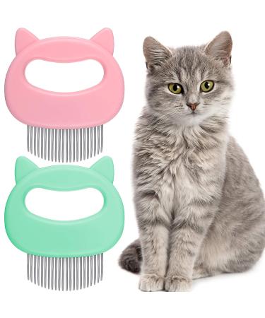 2 Pieces Cat Comb Pet Massage Comb Cat Shell Comb Cat Grooming and Painless Deshedding Matted Tangled Hair for Cats and Dogs (Green, Pink) Green,Pink