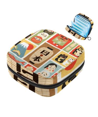 Women's binding-up bags Japanese Japan-pattern women's tampon bag tampon storage pocket zip pockets menstrual tied bags multi05