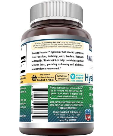 Amazing Formulas Hyaluronic Acid Capsules 200mg - 120 Count - Supports Connective Tissue, Joints & Youthful Skin - Buy Online on GoSupps.com