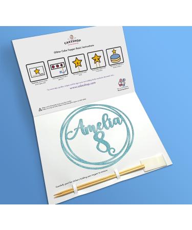 Cakeshop Cake Decoration Pack | Round Happy Birthday Premium Double Sided Glitter Card Cake Topper & 25g Party Pack of Cake Sugar Sprinkles | Custom Name & Age Cake Decorations (Baby Blue) Non-Prime Glitter Card: Baby Blue - Buy Online on GoSupps.com