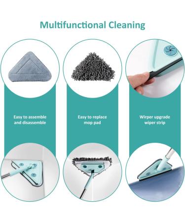 81 Inch Wall Mop with Long Handle - Triangle Microfiber Mop with Adjustable Pole, 4 Washable Pads - Buy Online on GoSupps.com