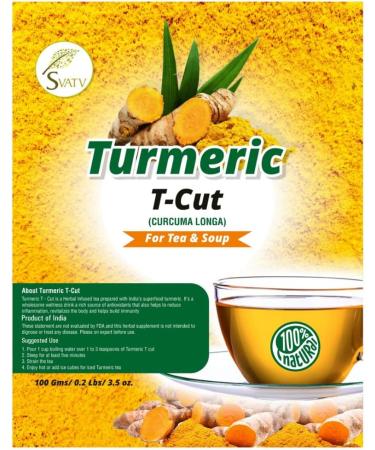 SVATV Turmeric Root Loose Tea Cut | Curcuma Longa | for Tea and Soup | Golden Milk | Antii-inflammatory | Boosts Immune Function | Get Radiant Skin - 100g 3.52 oz 0.22 Lbs - Buy Online on GoSupps.com