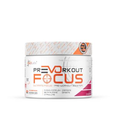 Evolabs Prevorkout Focus Powder 221G Pre-Workout Booster-Pump & Gaming Booster with N-Acetyl-L-Cystein Beta-Alanin Guarana Taurin & Siberian Ginseng-Training Booster (Cherry) cherry