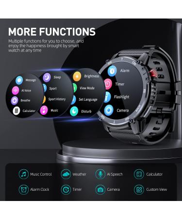Rapocon Military Smart Watch for Men - Bluetooth Call & 24 Sports Modes - Waterproof Fitness Watch - 1.6 Tactical Smartwatch - Buy Online on GoSupps.com