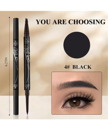 4-Tip Microblading Eyebrow Pen Waterproof Eyebrow Pencil Microblade Eyebrow Pens for Women Long-Lasting Magic Eye Brow Pencil with 4 Fork Tip for Makeup Cosmetics (black) 4# Black - Buy Online on GoSupps.com