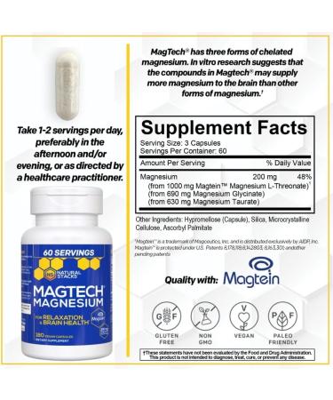 NATURAL STACKS Dopamine Brain Food + Magtech Magnesium Supplement Bundle - Supports Focus Relaxation & Memory* - 240 Total Capsules - Buy Online on GoSupps.com