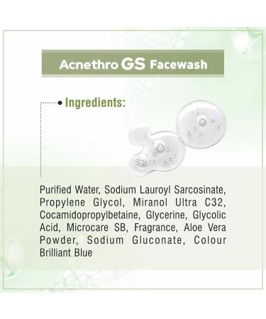 ACNETHRO GS Face Wash with 2% Salicylic Acid & Glycolic Acid 100ml / 3.38 fl oz (Pack of 2) | Anti-Acne & Exfoliating Cleanser for Oily & Blemish-Prone Skin Deep Cleanse & Fade Marks - Buy Online on GoSupps.com