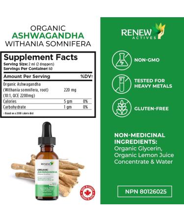 Renew Actives Organic Ashwagandha Liquid - 4 Fl Oz. - Buy Online on GoSupps.com