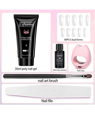 Lofuanna Poly Gel Nail Kit - Poly Extension Gel Starter Kit with Nail Lamp - DIY Nail Gel Set for Beginners (Jelly Nude) - Buy Online on GoSupps.com