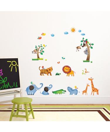 Decowall DW-1206 Wild Jungle Animals Wall Stickers for Kids - Peel and Stick Removable Decals for Nursery, Bedroom, Living Room - Buy Online on GoSupps.com