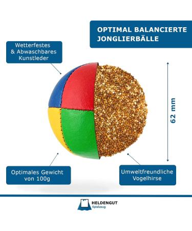 Heldengut Juggling Balls 3x - Perfectly Balanced for Kids & Adults | Ideal for Beginners & Pros | Includes Juggling Book - Buy Online on GoSupps.com