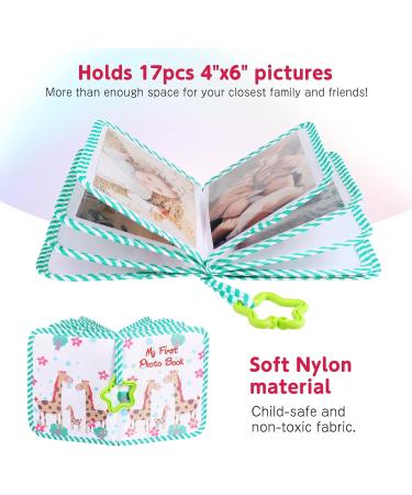Baby Photo Album - Soft Cloth Infant Book with Giraffe Family | My First Year Memory Album for Newborns & Toddlers | Baby Shower Gift - Buy Online on GoSupps.com