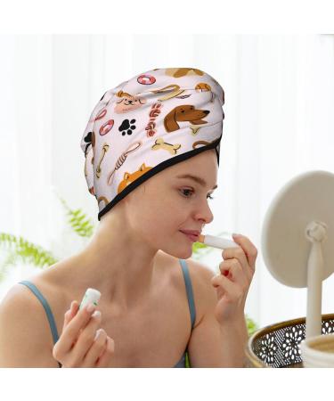 Cute Dog Microfiber Hair Towel - Super Absorbent Coral Velvet Wrap for Long Curly & Thick Hair | Quick Dry Beach Accessories for Pet Lovers - Buy Online on GoSupps.com