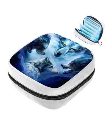 GIAPB Sanitary Napkin Storage Bag Period Bag Tampon Bag Makeup Bag Pad Pouch Wolfs Art Pattern Color4162