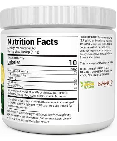 Dr. Berg's Raw Wheatgrass Juice Powder - USDA Certified Organic 60 Servings - Chlorophyll, Trace Minerals, & Enzymes - Lemon flavor with Stevia - 5.3 oz - Buy Online on GoSupps.com