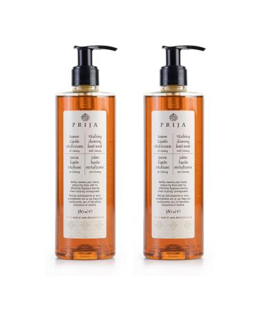 Prija Vitalising Hand Wash with Ginseng Extract Gently Cleanses Hands Moisturising Liquid Hand Soap Vegan Friendly with Energising Fragrance 2 x 12.85 Fl. Oz