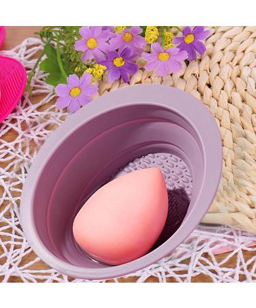 WOTEG Brush Cleaning Mat | Foldable Cosmetic Brushes Scrubber Bowl Washing Tool For Makeup Sponge Powder Puff Cleaning Cosmetics Accessories Purple - Buy Online on GoSupps.com