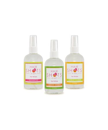 Hair Shots Heat Activated Hair Fragrance Always Fresh & Crisp Bundle 3 Items: Asian Green, Bamboo, Citrus Sugar