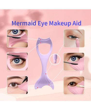 Silicone Winged Template Makeup Template Eyelash Aid Mermaid Mascara Guard Upper Lower Eye Tape Lash Mascara Guard Applicator Eyelash Comb Cosmetic Tool (Purple) - Buy Online on GoSupps.com