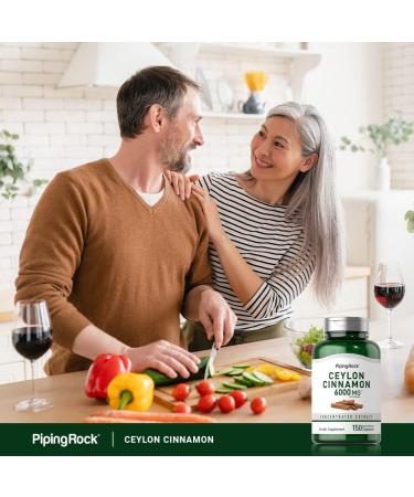 Piping Rock Ceylon Cinnamon Capsules 6000mg - 150 Count | Herbal Extract Supplement | Non-GMO & Gluten Free - Buy Online on GoSupps.com