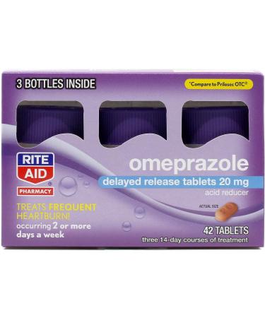 Rite Aid Omeprazole 20mg Delayed Release Tablets - 3 Bottles, 42 Count - Heartburn Relief & Medicine - Buy Online on GoSupps.com
