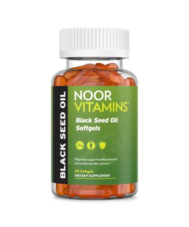 Noor Vitamins Halal Black Seed Oil Capsules, Halal Vitamins, 1000 mg Black Seed Oil from Nigella Sativa, Thymoquinone, Non-GMO, Gluten Free, 60 Count