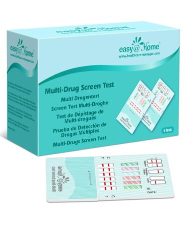 Easy Home 5 x drug test Multi for 6 types of drugs - tests marijuana (THC) amphetamine (AMP) benzodiazepines (BZO) cocaine (COC) opiate methamphetamine (Met/Mamp) quick test in urine 6 drug test - Buy Online on GoSupps.com