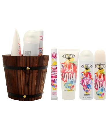 Cuba La Vida for Women - 4 Pc Gift Set 3.3oz EDP Spray 1.17oz EDP Spray 6.6oz Body Spray 6.6oz Body Lotion - Buy Online on GoSupps.com
