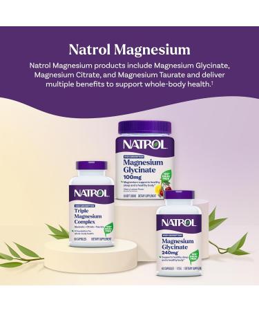 Natrol Triple Magnesium Complex Supplement Glycinate Citrate & Taurate 200mg High Absorption Support Whole Body Wellness 60 Capsules - Buy Online on GoSupps.com