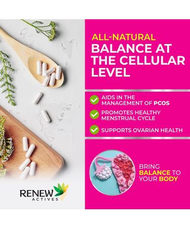 Renew Actives Myo-Inositol & D-Chiro Inositol Promotes Balanced Ovarian Function Regulates Menstrual Cycle Hormonal Harmony & Metabolic Health for Women's Wellness 60 Capsules - Buy Online on GoSupps.com