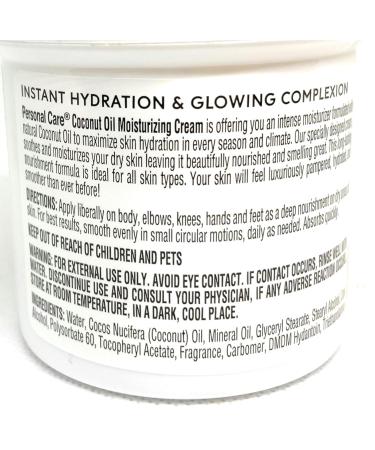 Personal Care Coconut Oil Moisturizing Cream with Vitamin E - 6 oz | Hydrating Skin Lotion for All Skin Types - Buy Online on GoSupps.com