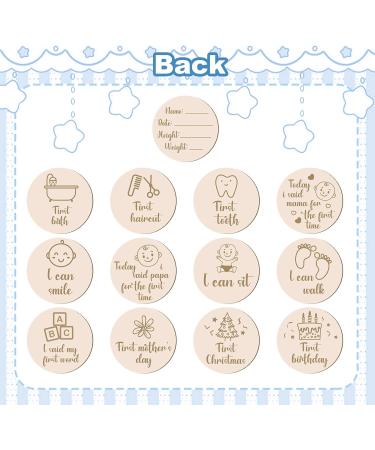 Partideal 13pcs Baby Monthly Wooden Cards with Storage Bag | Baby Milestone & Pregnancy Growth Circles - Double Sided | 10cm Round - Buy Online on GoSupps.com