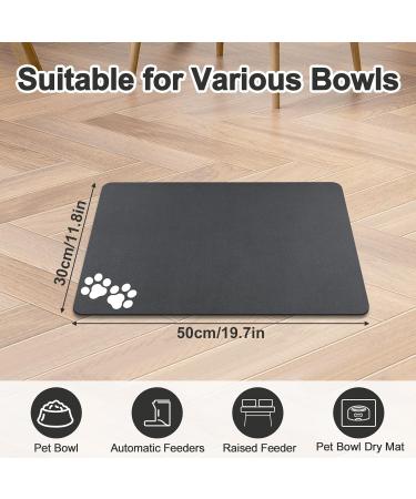 Mavicen Pet Feeding Mat 30x50cm | Super Absorbent & Anti-Slip | Easy to Clean | Dark Gray Paw Pattern - Buy Online on GoSupps.com