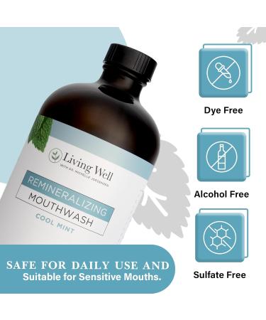 Living Well with Dr. Michelle Cool Mint Remineralizing Mouthwash | Hydroxyapatite & Colloidal Silver Formula | Alcohol-Free | Fluoride-Free Mouth Rinse - Buy Online on GoSupps.com