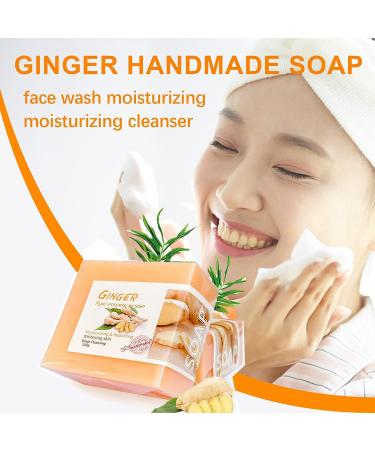 Organic Ginger Lymphatic Detox Soap for Swelling & Pain Relief - 3pcs Ginger Soap Set with Bath Brush | Suitable for All Skin Types - Buy Online on GoSupps.com