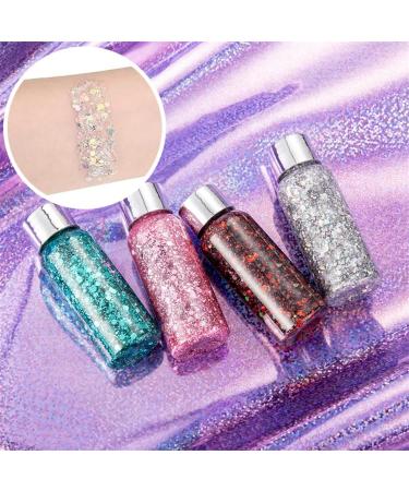  HADAVAKA Body Glitter Gel Sequins Chunky Glitter Liquid Gel Sparkling Festival Party Lotion Glitter Nail Art DIY Glitter Gel For Face Nail Lip Hair Christmas Festival Party Makeup Decoration (Green) - Buy Online on GoSupps.com