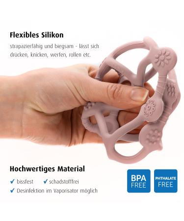 Reer Bite&Play Teething & Grasping Ball - Pink Teething Ring & Toy for Babies and Toddlers | Perfect Gift - Buy Online on GoSupps.com